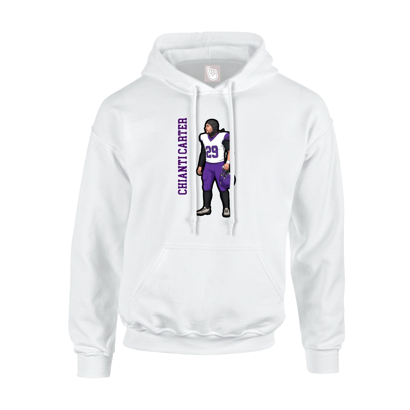 Youth Hoodie — Name Vertical in White