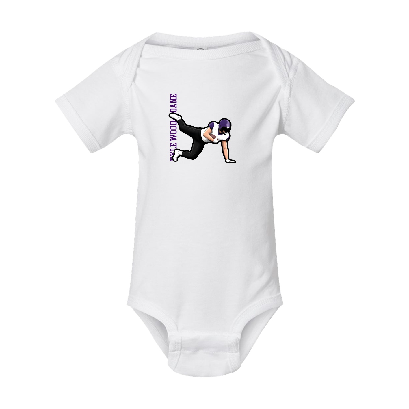 Baby Onesie — Name Vertical in White