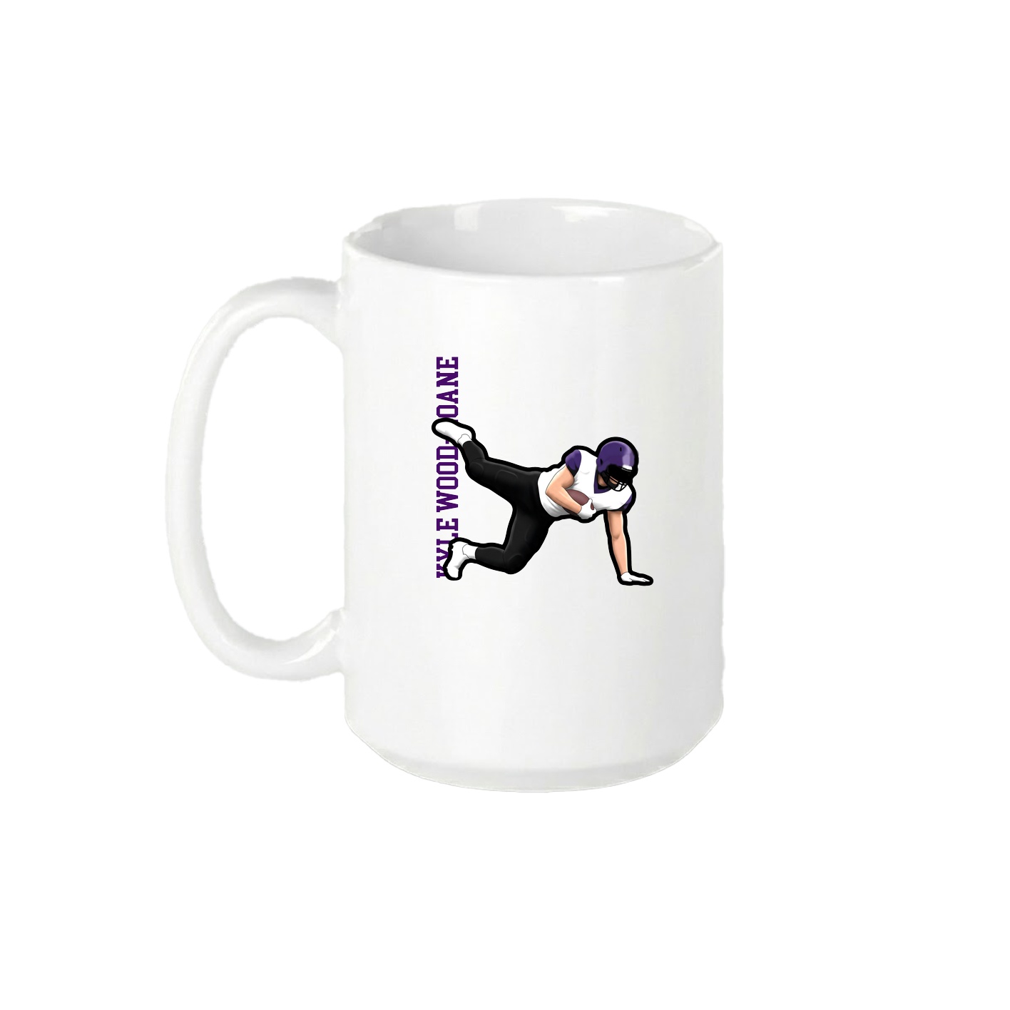15oz Coffee Mug — Name Vertical in White