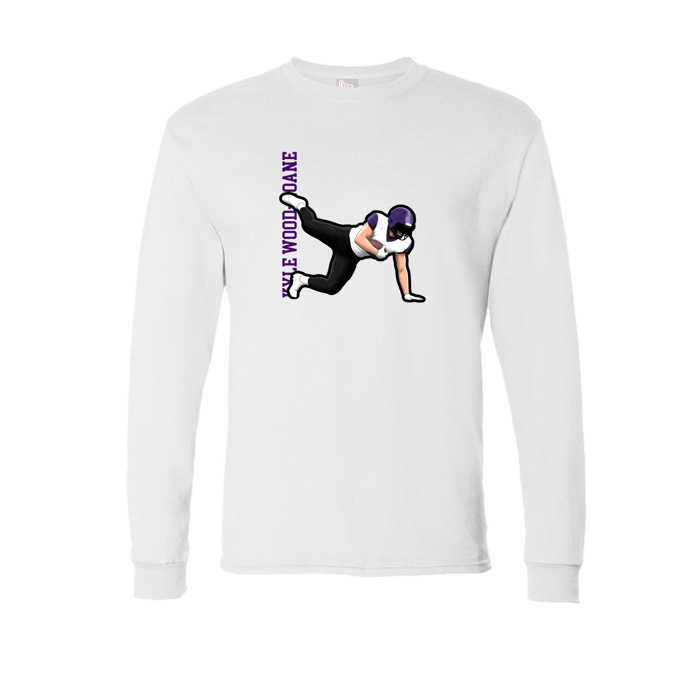 Long Sleeve Tee — Name Vertical in White