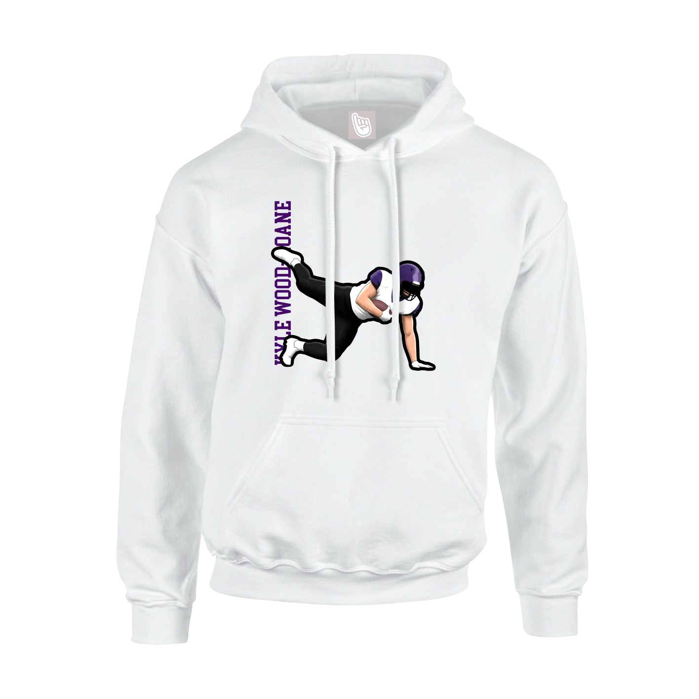 Youth Hoodie — Name Vertical in White