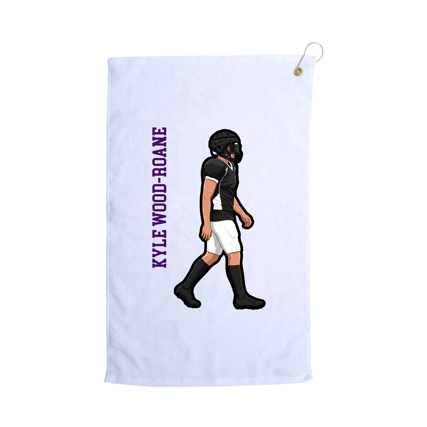 Golf Towel — Name Vertical in White
