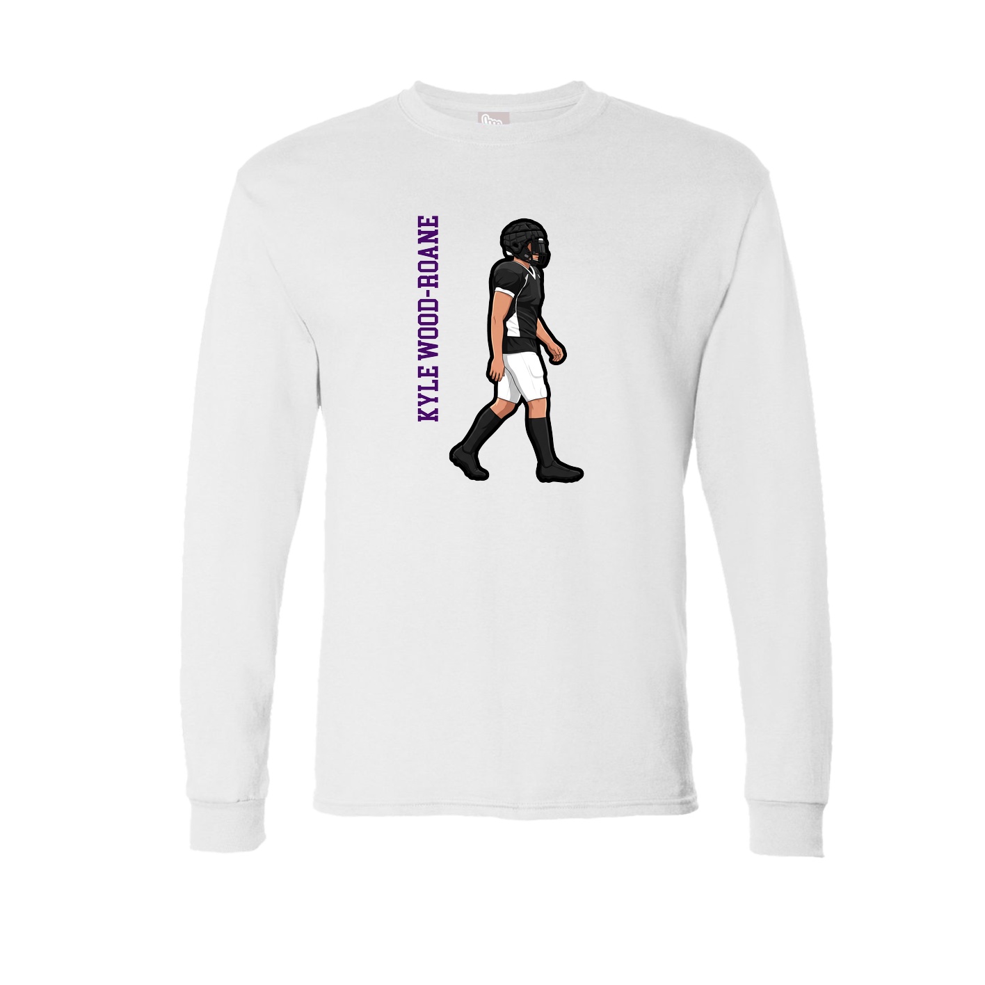 Long Sleeve Tee — Name Vertical in White