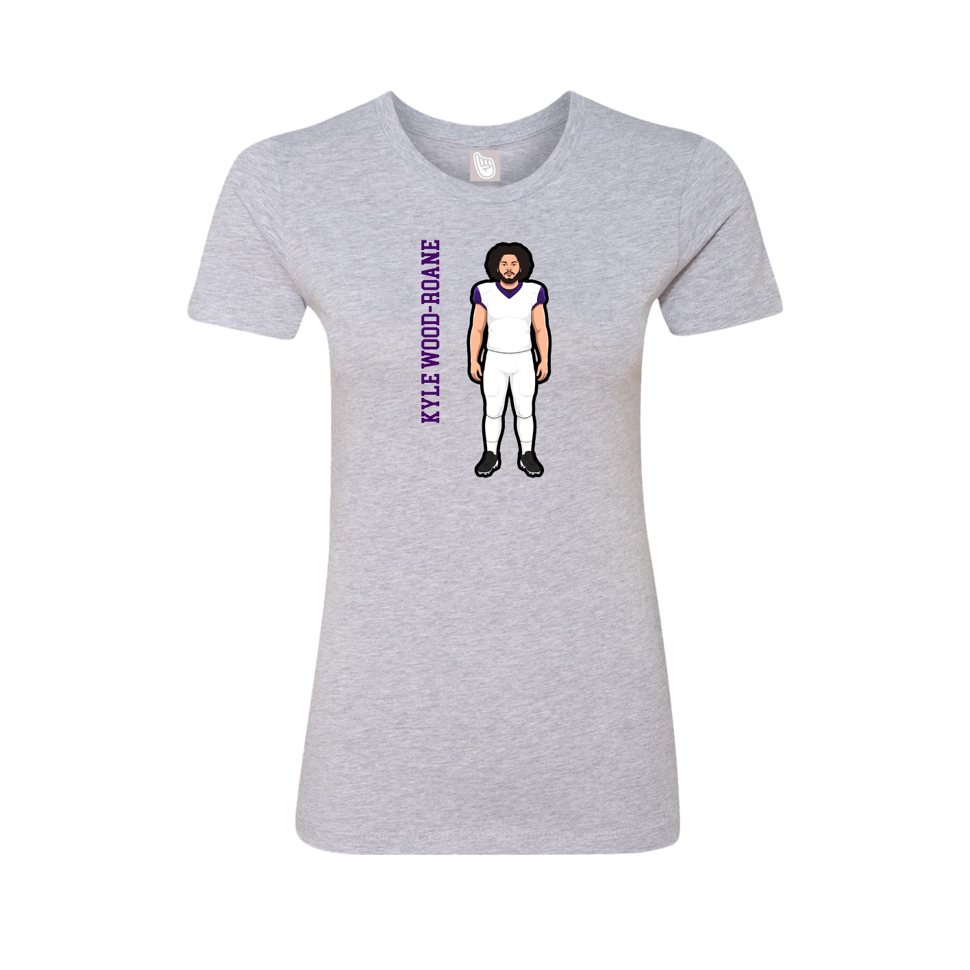 Fitted Women's Tee — Name Vertical in Grey