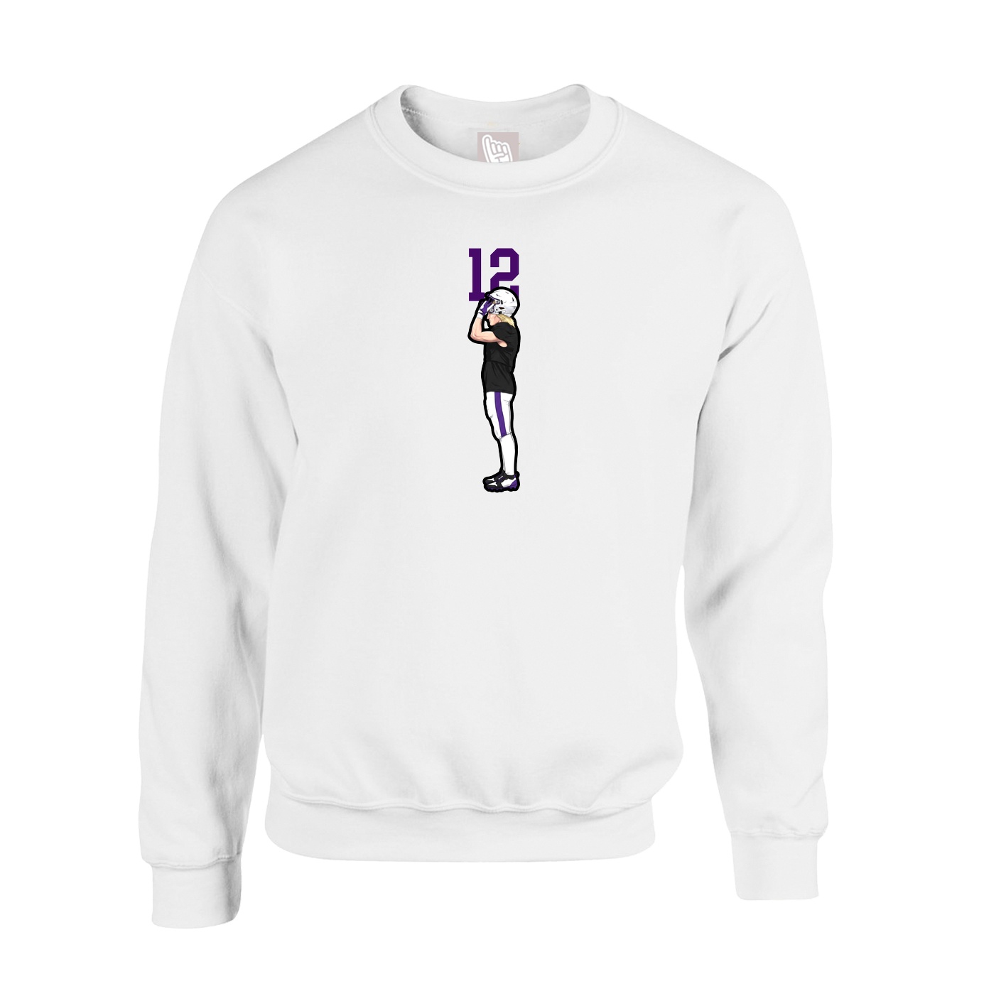Fleece Crew — Number Top in White