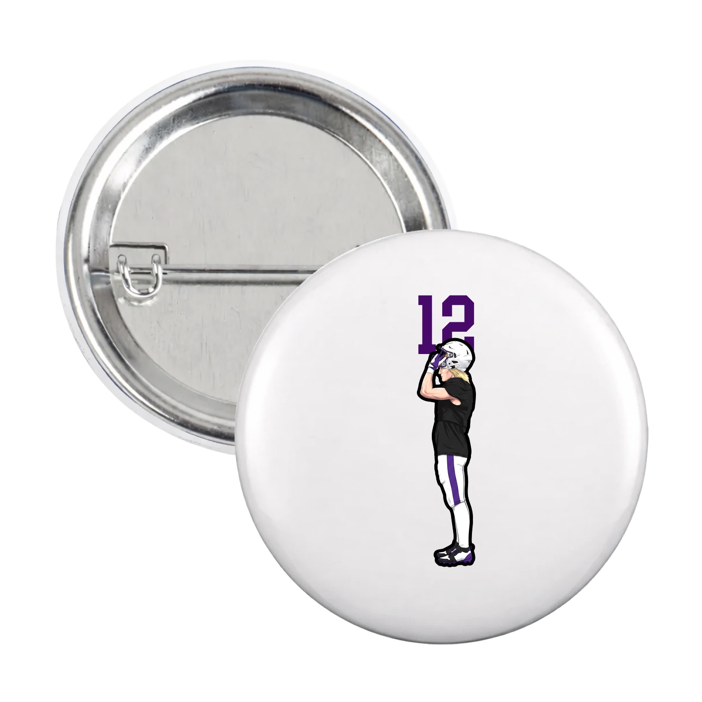 Game Day Button — Number Top in White