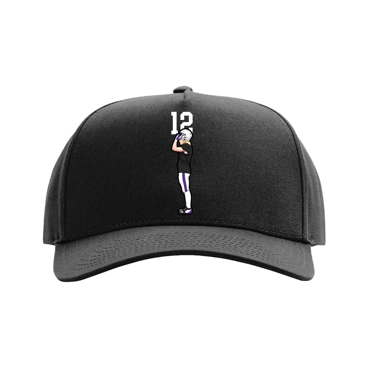 Full Fabric Five-Panel Champ Cap — Number Top in Black