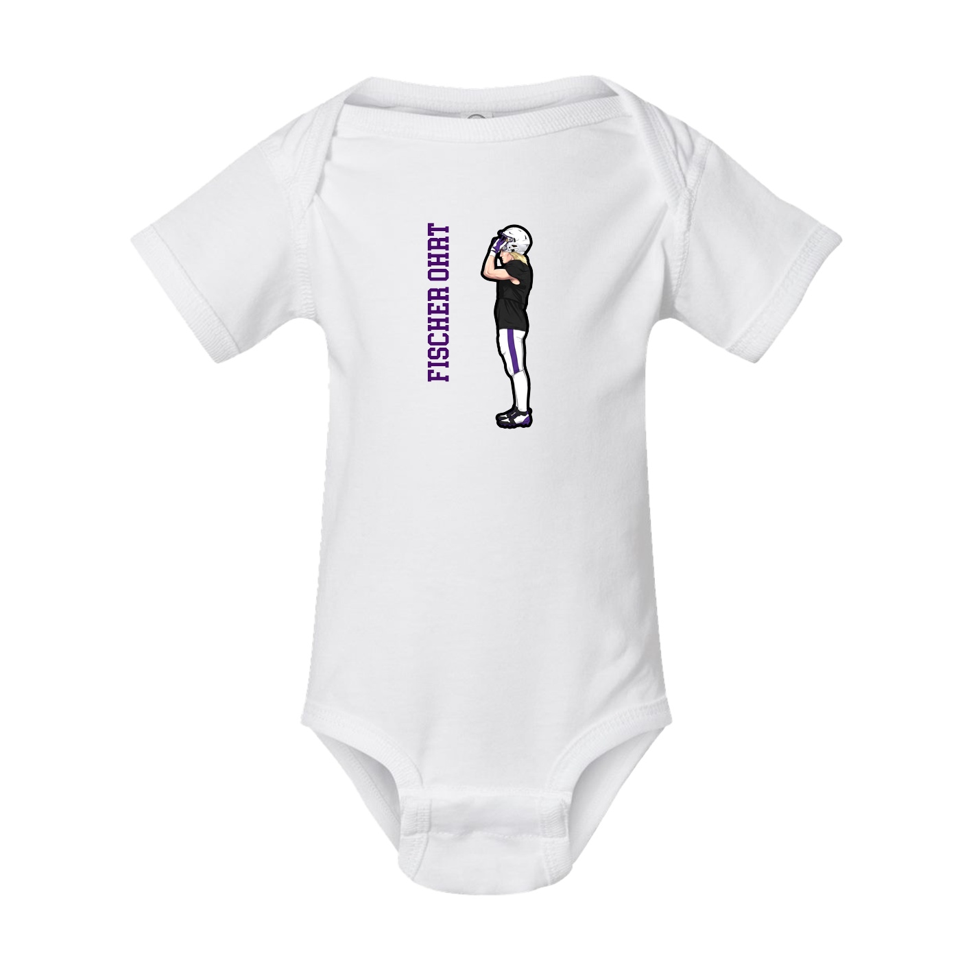 Baby Onesie — Name Vertical in White