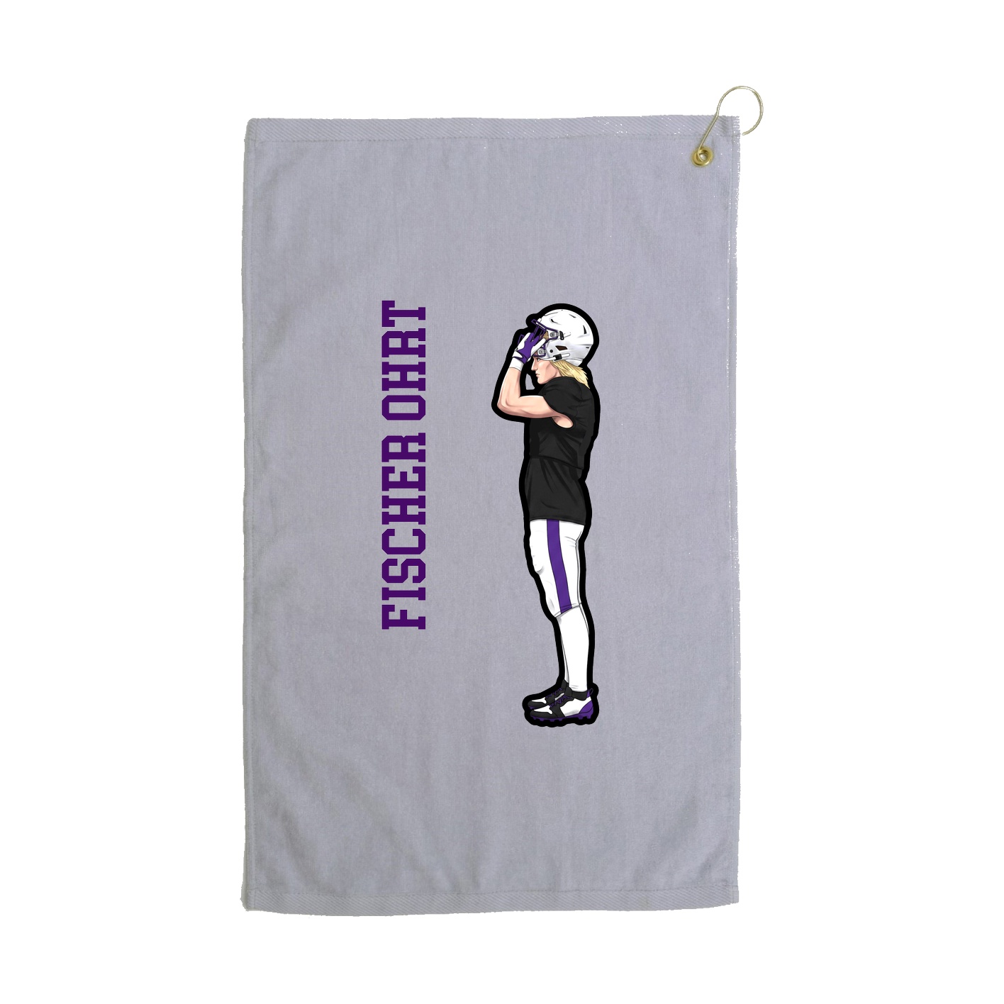 Golf Towel — Name Vertical in Grey