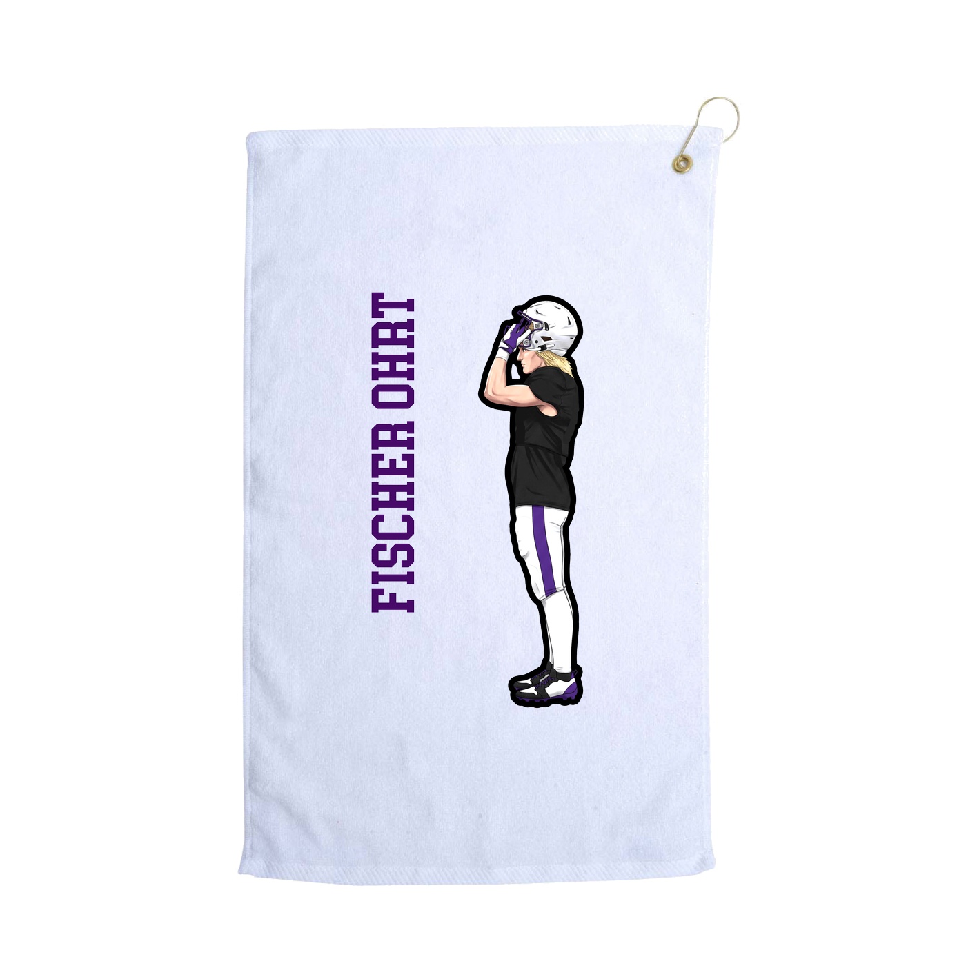 Golf Towel — Name Vertical in White