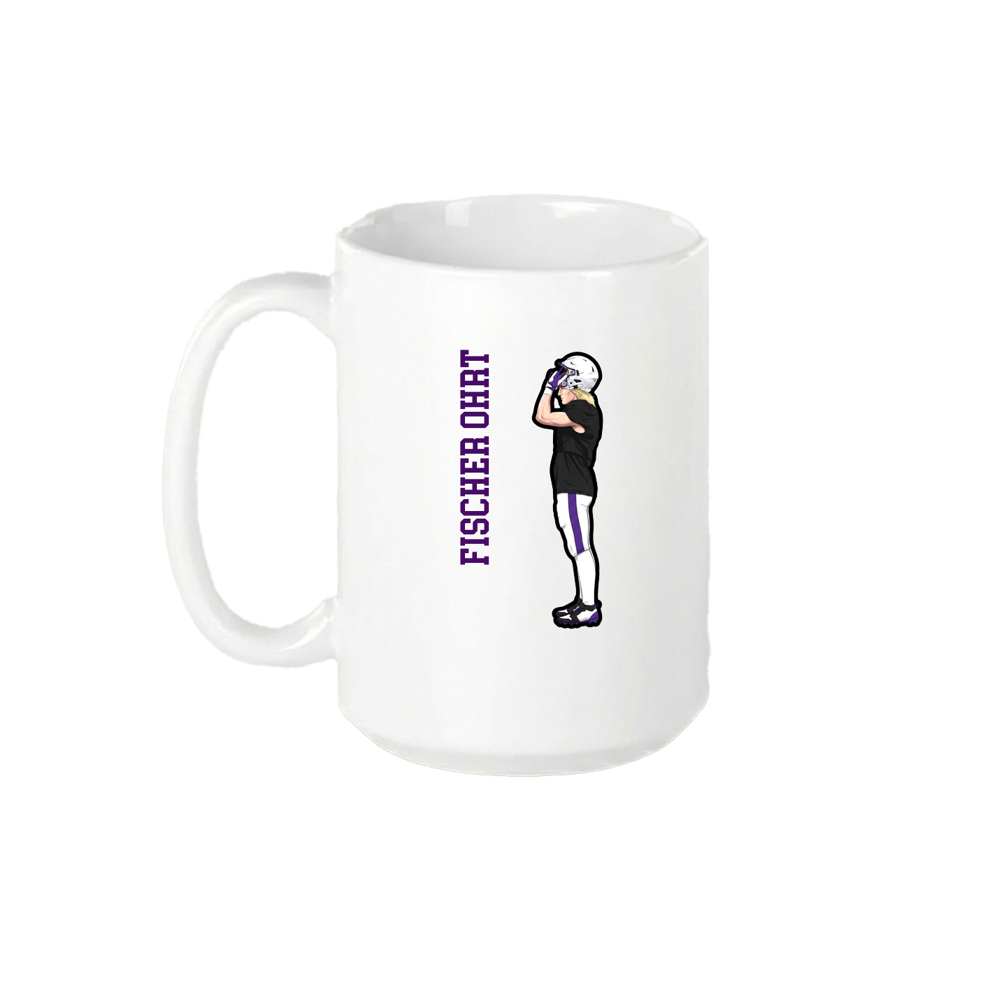 15oz Coffee Mug — Name Vertical in White