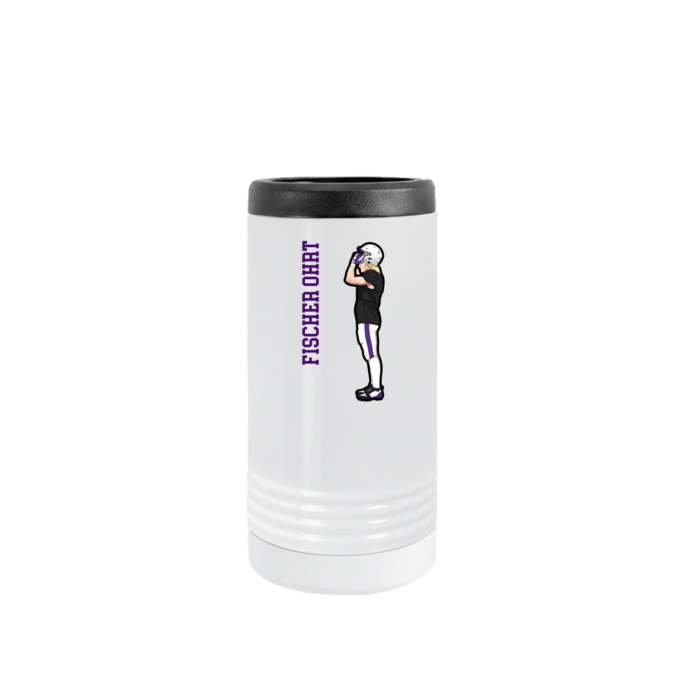 Slim Beverage Holder — Name Vertical in White