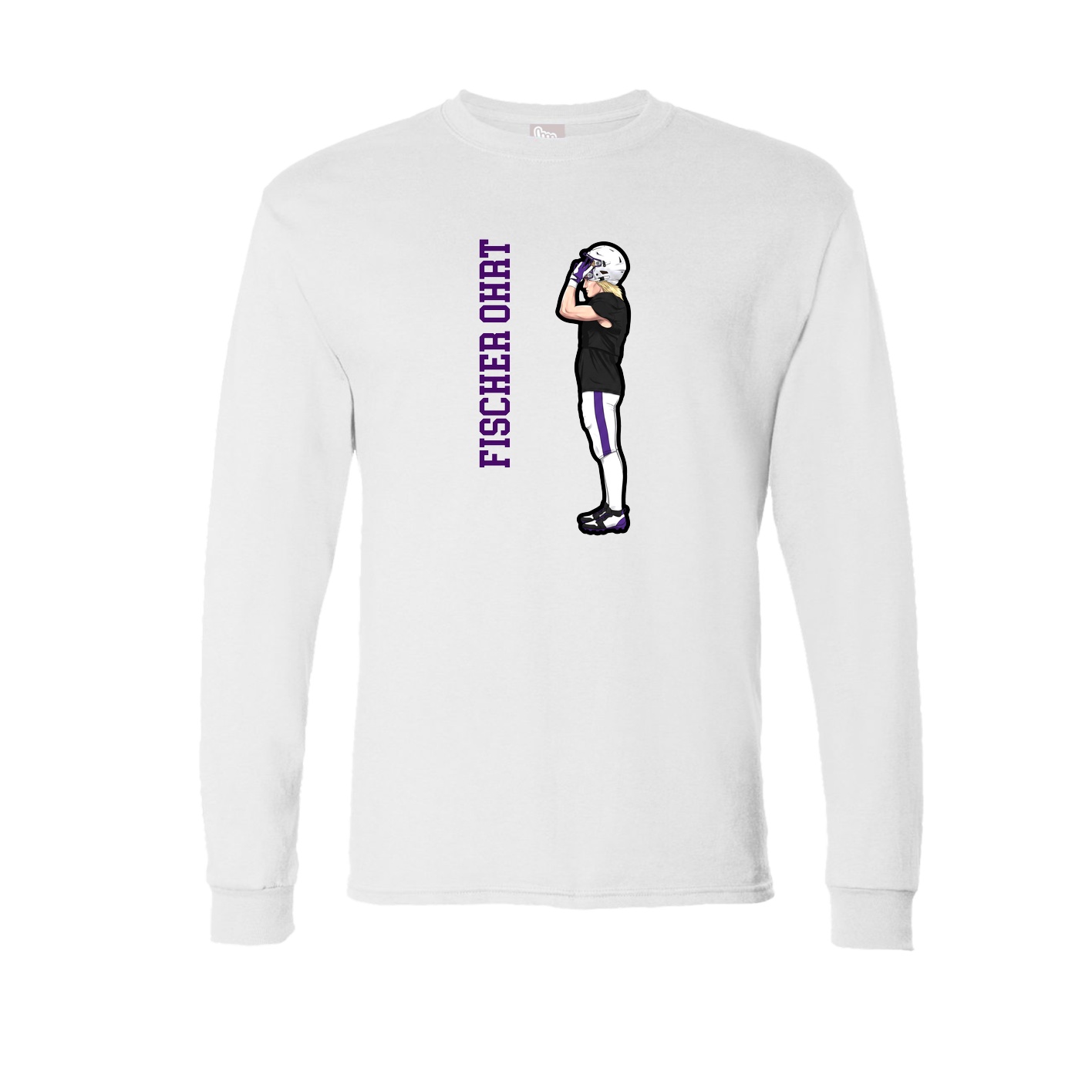 Long Sleeve Tee — Name Vertical in White