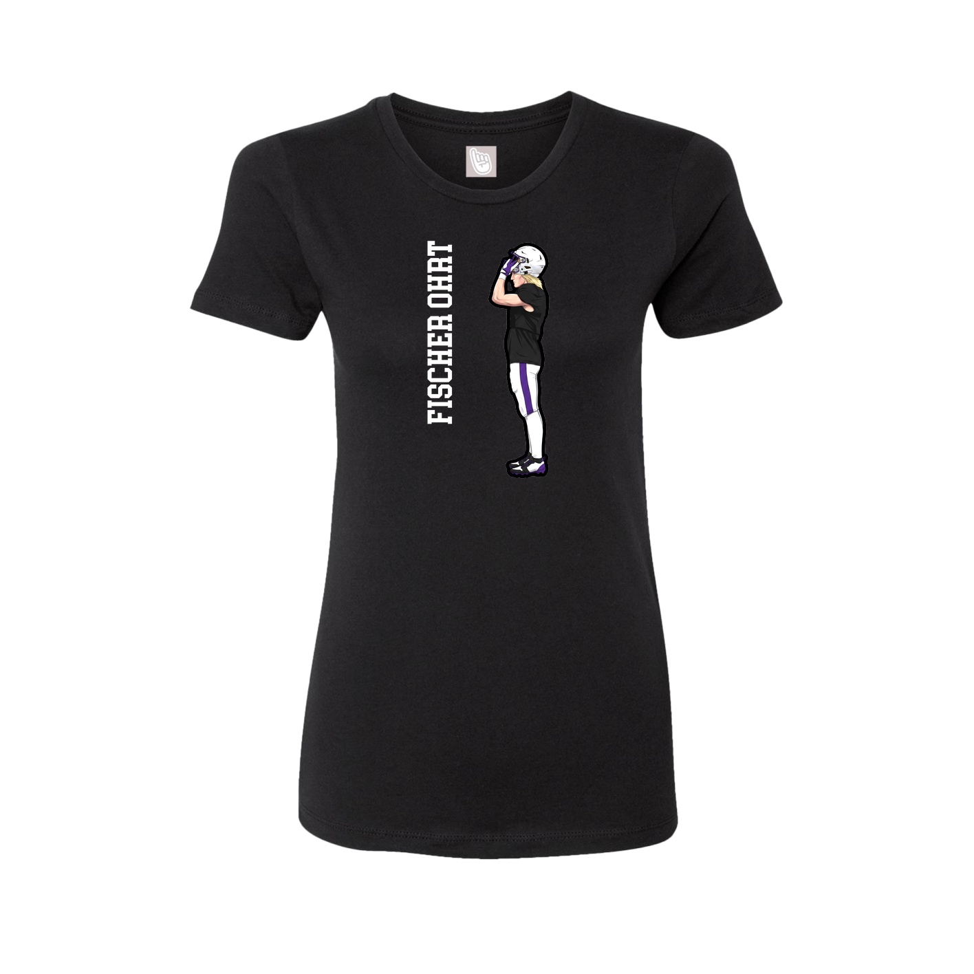Fitted Women's Tee — Name Vertical in Black