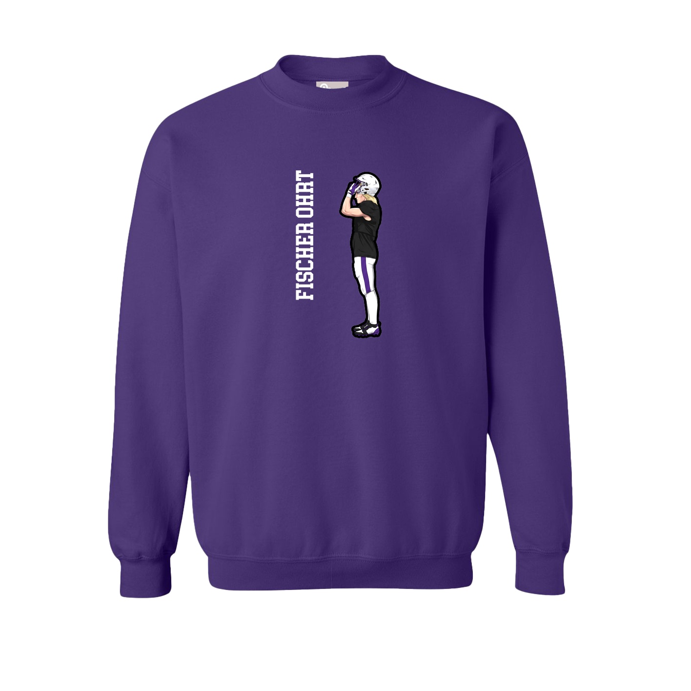 Fleece Crew — Name Vertical in Purple