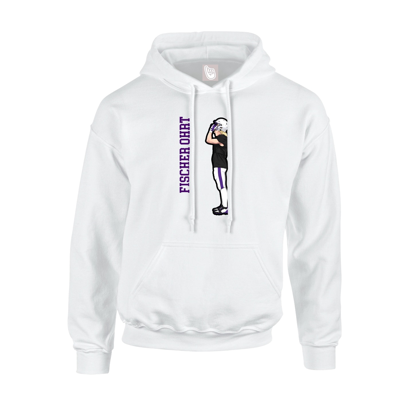 Youth Hoodie — Name Vertical in White