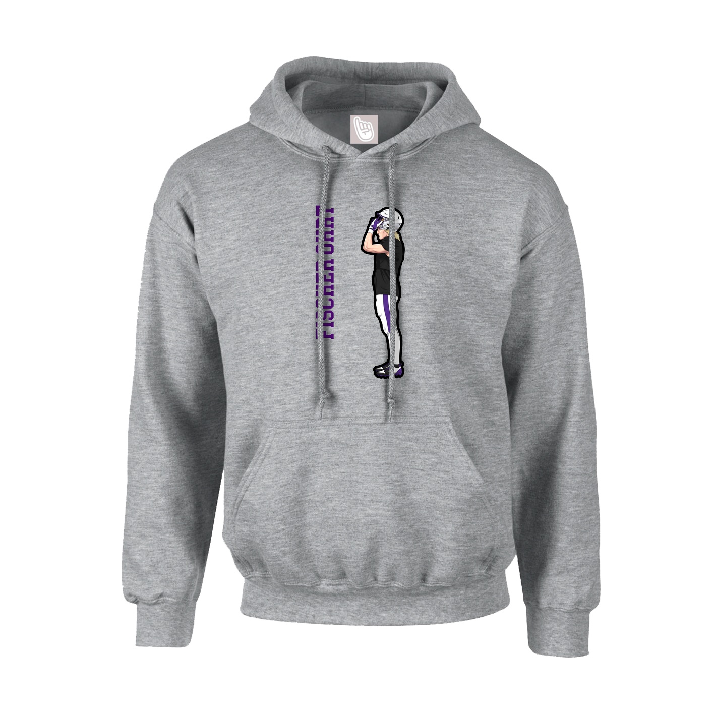 Youth Hoodie — Name Vertical in Grey
