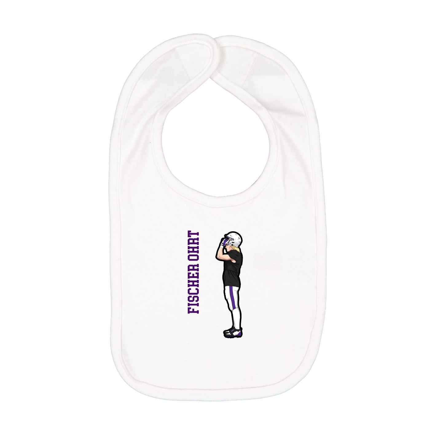 Infant Bib — Name Vertical in White