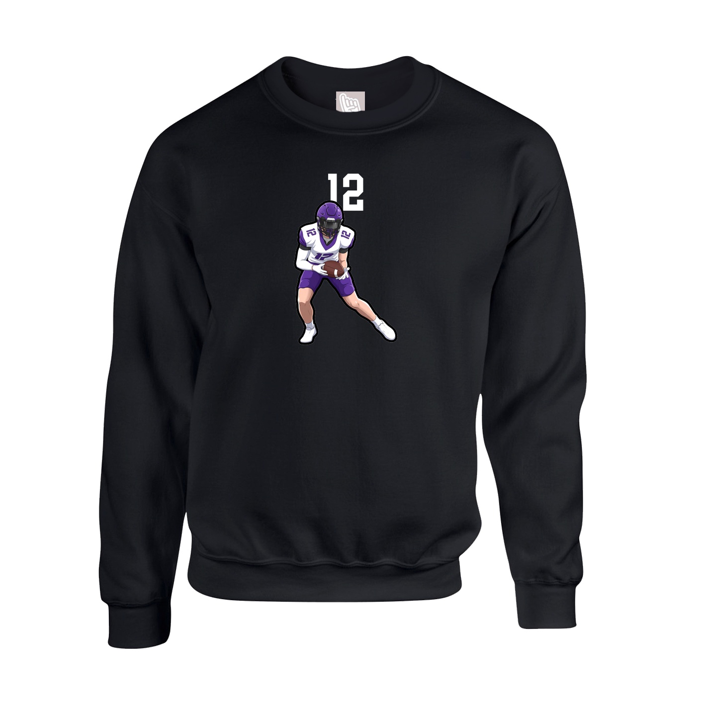 Fleece Crew — Number Top in Black