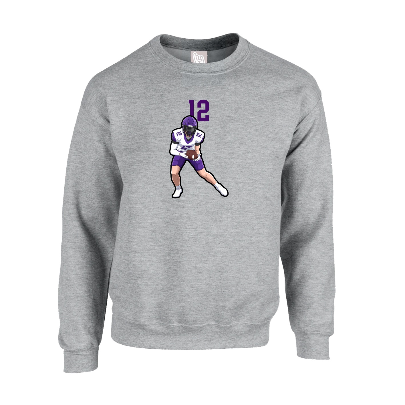 Fleece Crew — Number Top in Grey