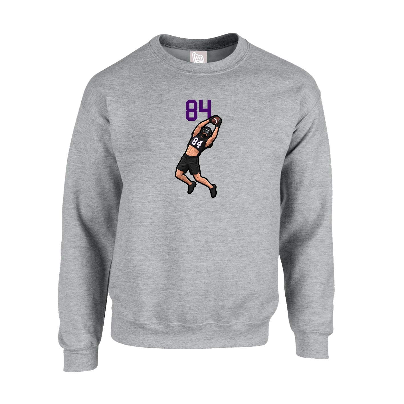 Fleece Crew — Number Top in Grey