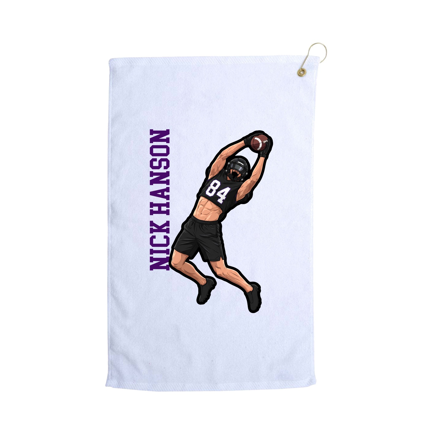 Golf Towel — Name Vertical in White