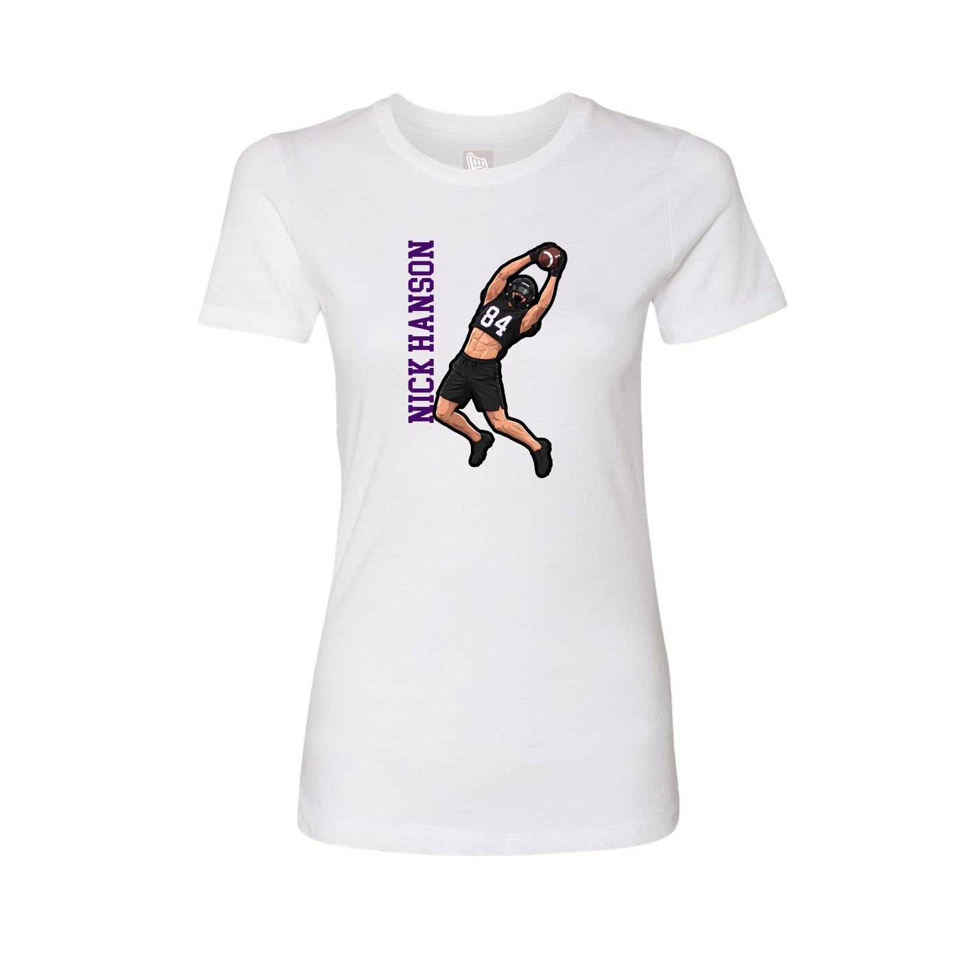 Fitted Women's Tee — Name Vertical in White