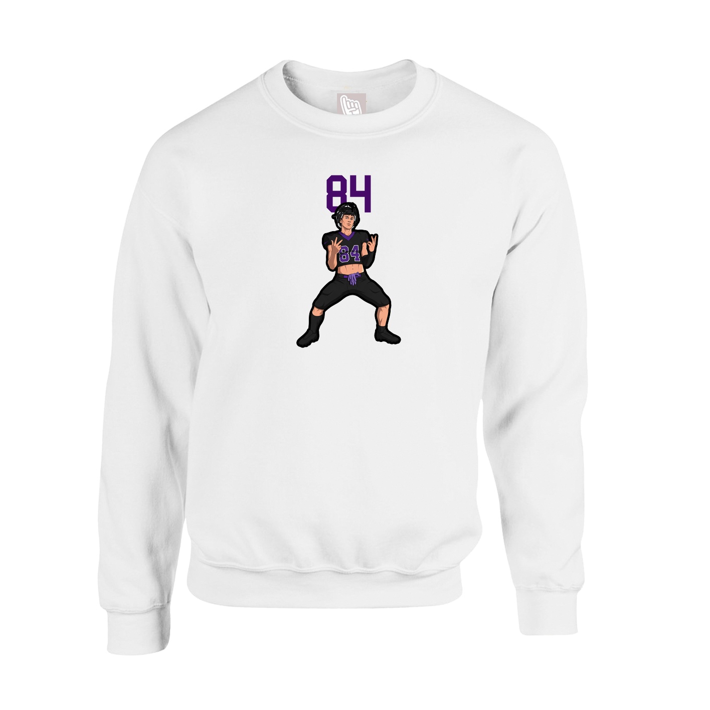 Fleece Crew — Number Top in White