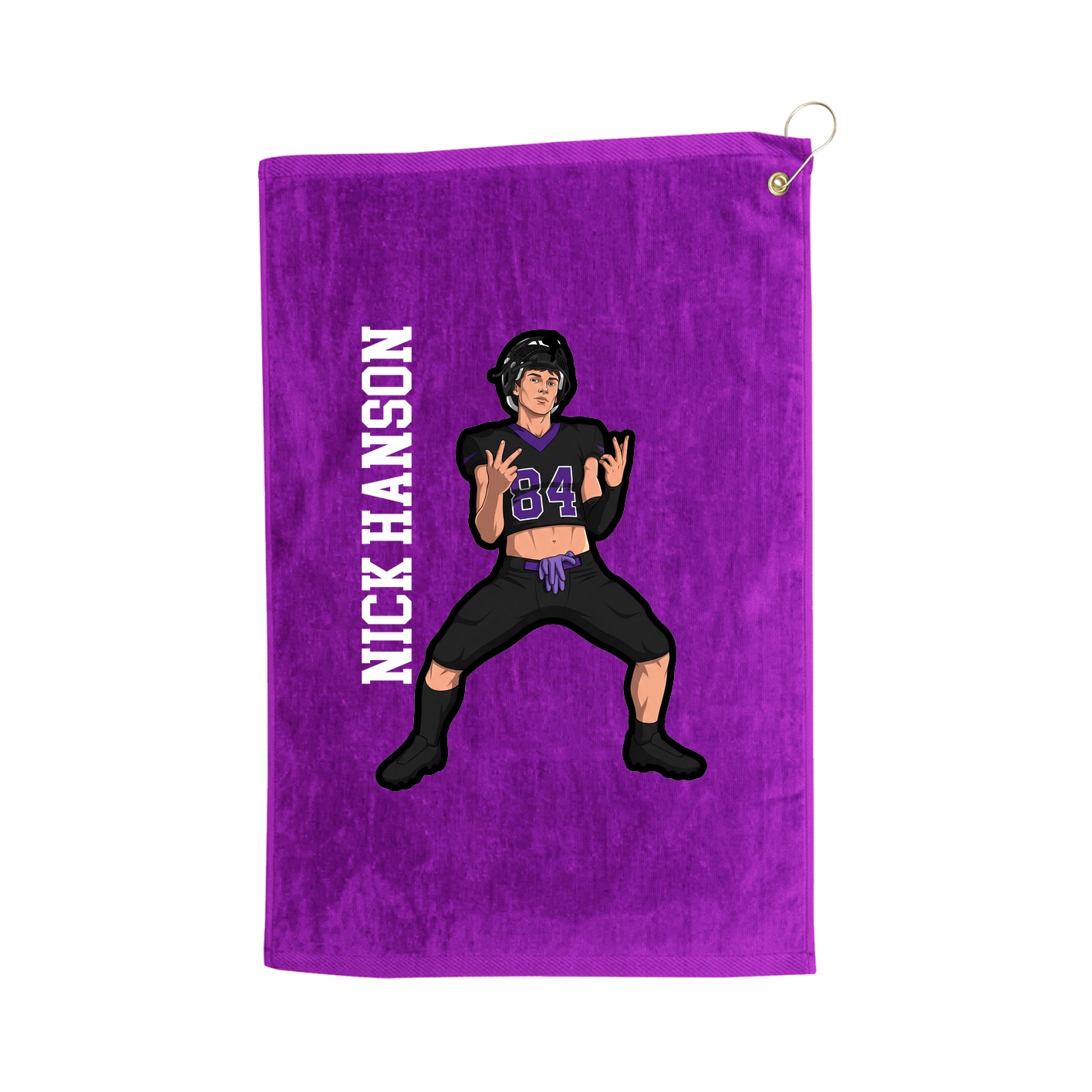 Golf Towel — Name Vertical in Purple