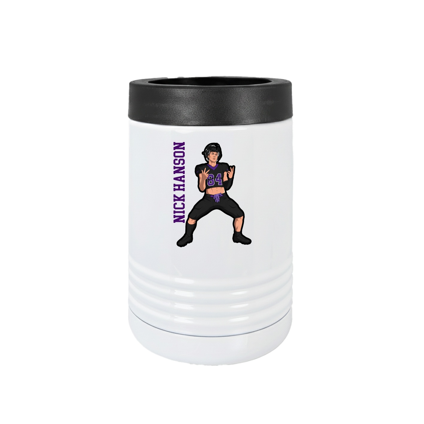 Beverage Holder — Name Vertical in White