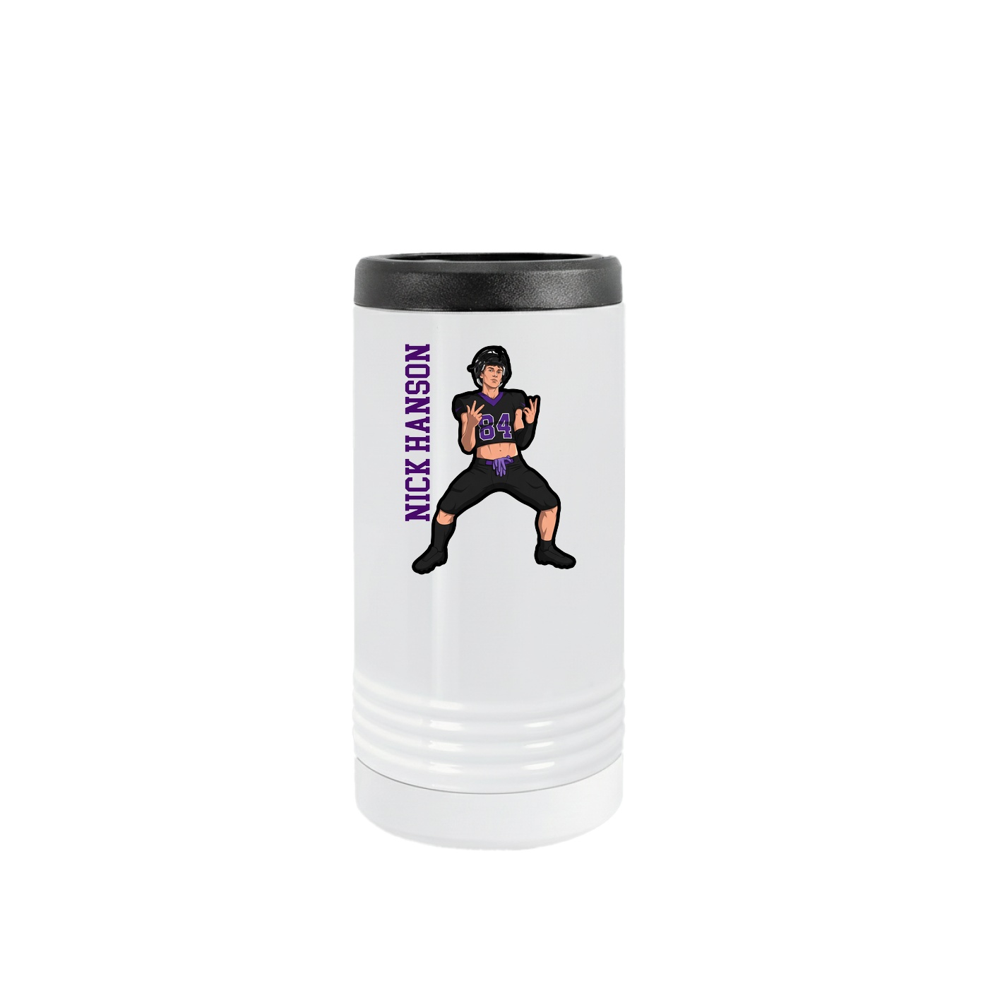 Slim Beverage Holder — Name Vertical in White