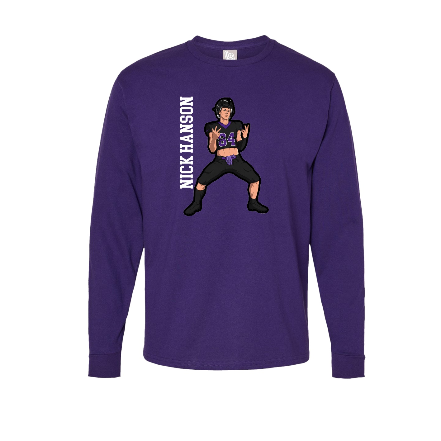 Long Sleeve Tee — Name Vertical in Purple