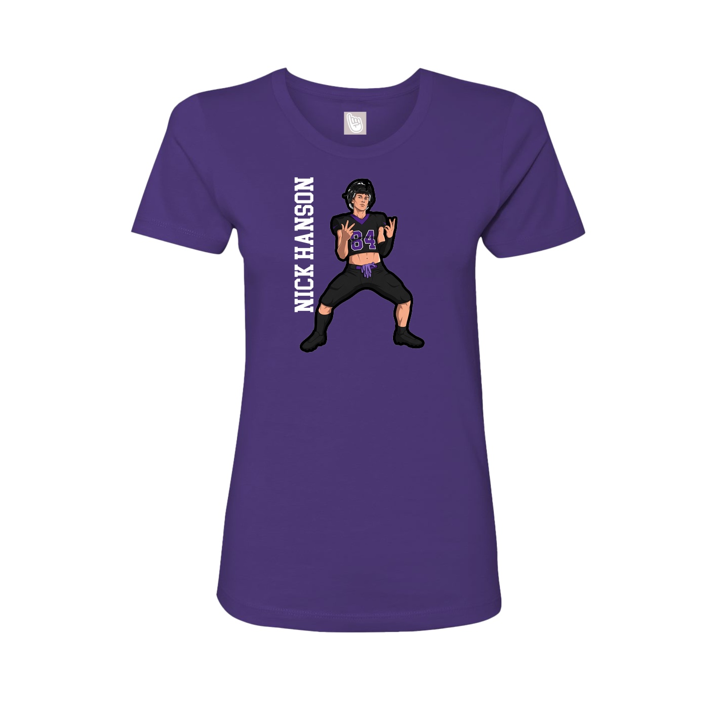 Fitted Women's Tee — Name Vertical in Purple