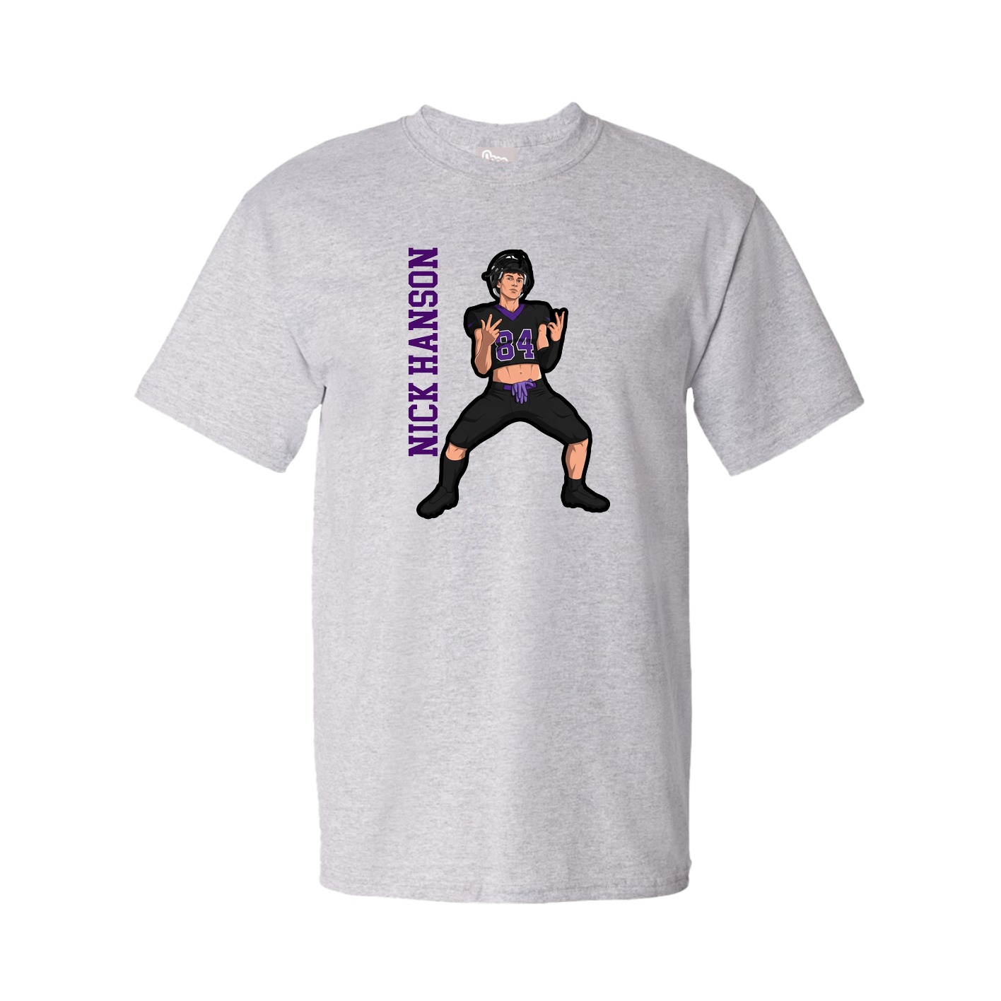 Youth Tee — Name Vertical in Grey