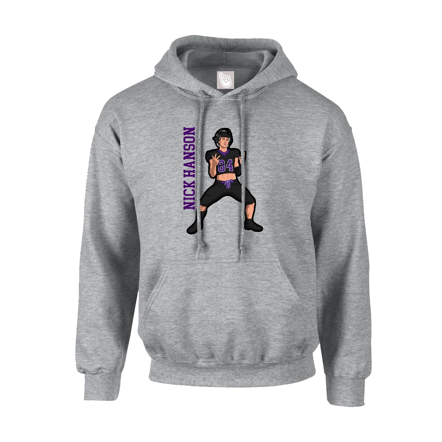 Hoodie — Name Vertical in Grey