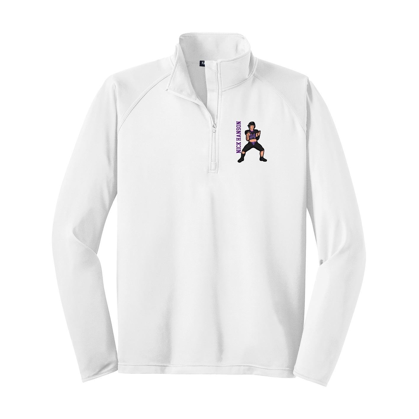 Q-Zip Pullover — Name Vertical in White