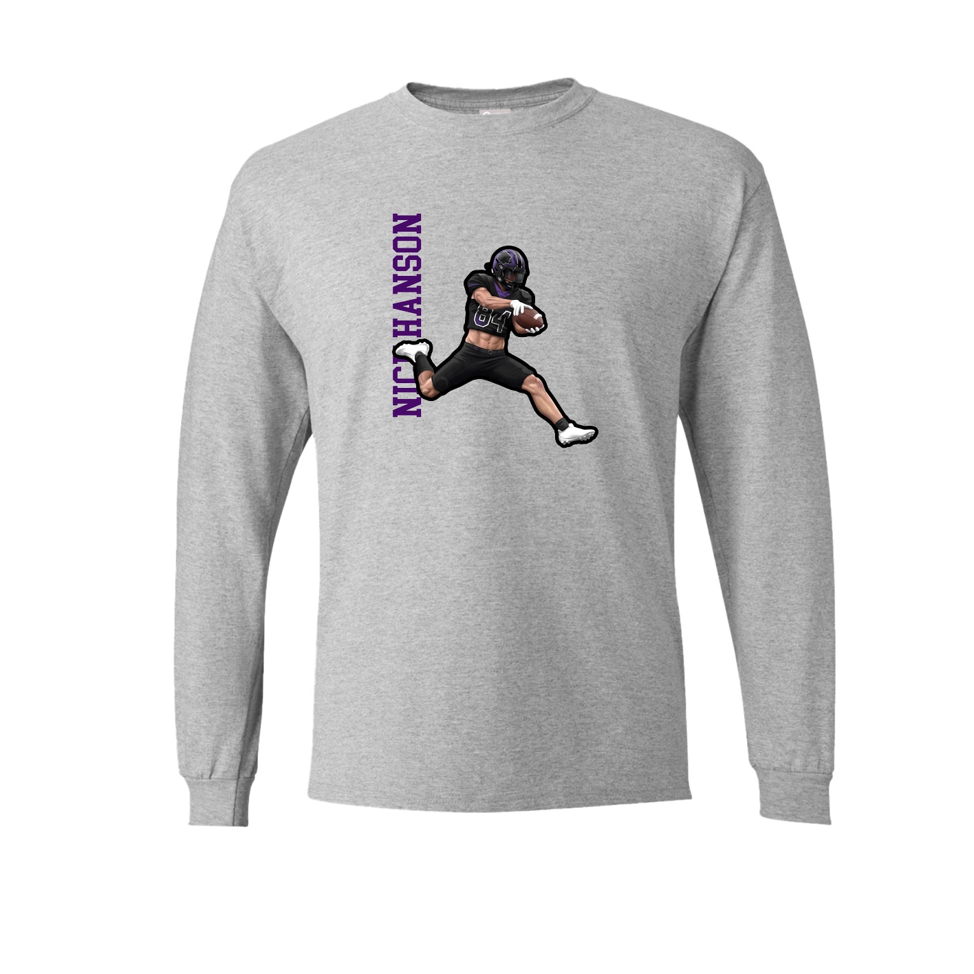 Long Sleeve Tee — Name Vertical in Grey