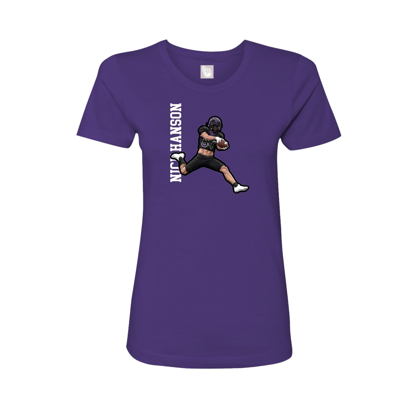 Fitted Women's Tee — Name Vertical in Purple