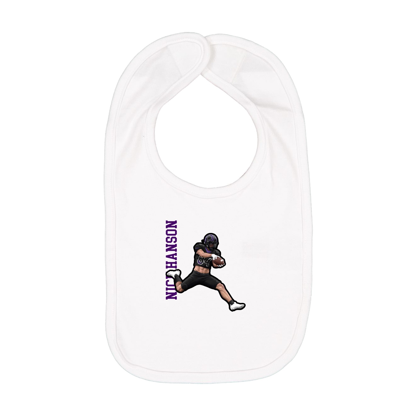 Infant Bib — Name Vertical in White