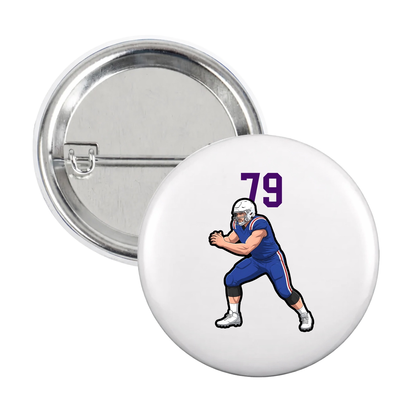 Game Day Button — Number Top in White