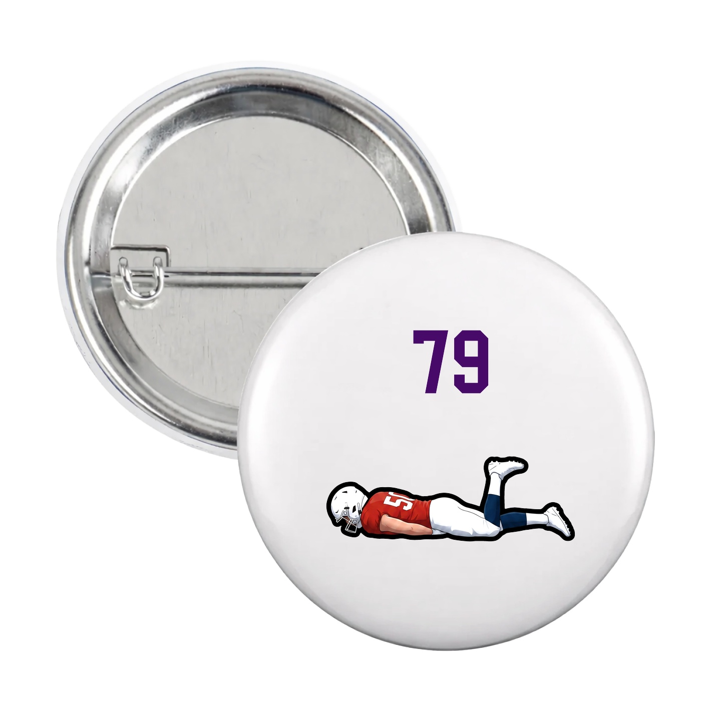 Game Day Button — Number Top in White