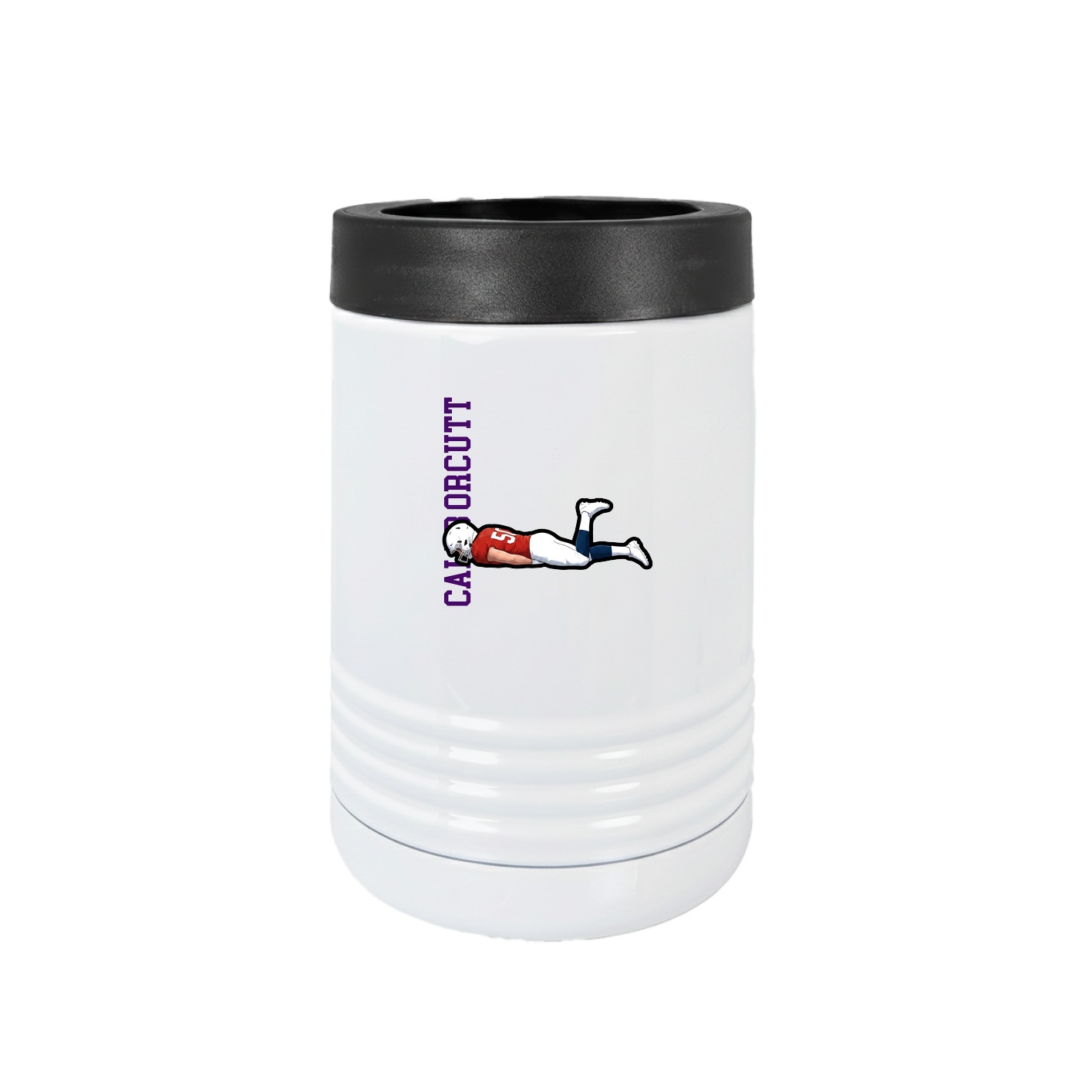 Beverage Holder — Name Vertical in White