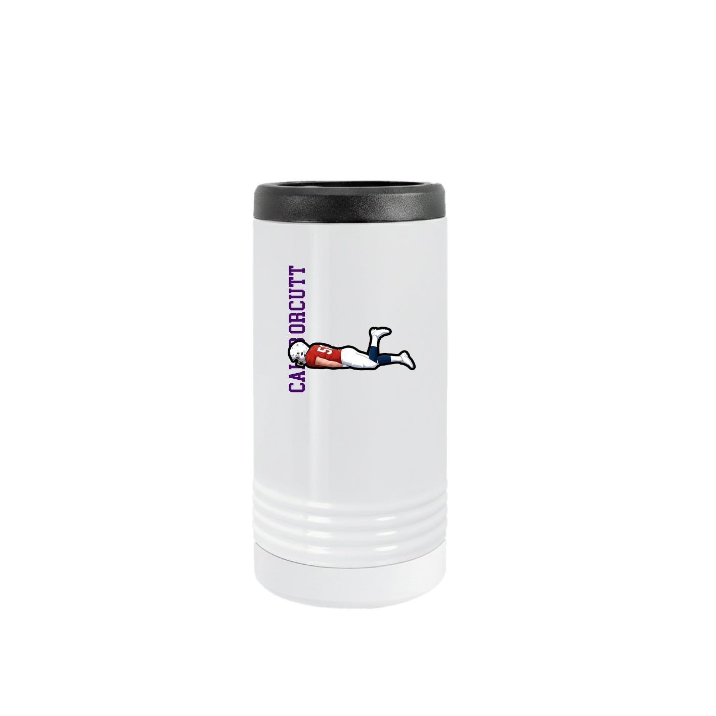 Slim Beverage Holder — Name Vertical in White