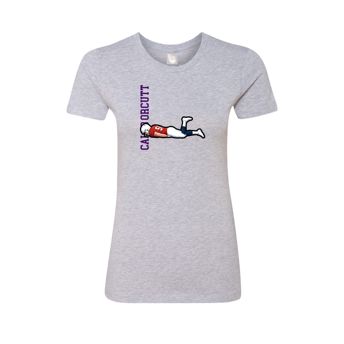 Womens Tee — Name Vertical in Grey