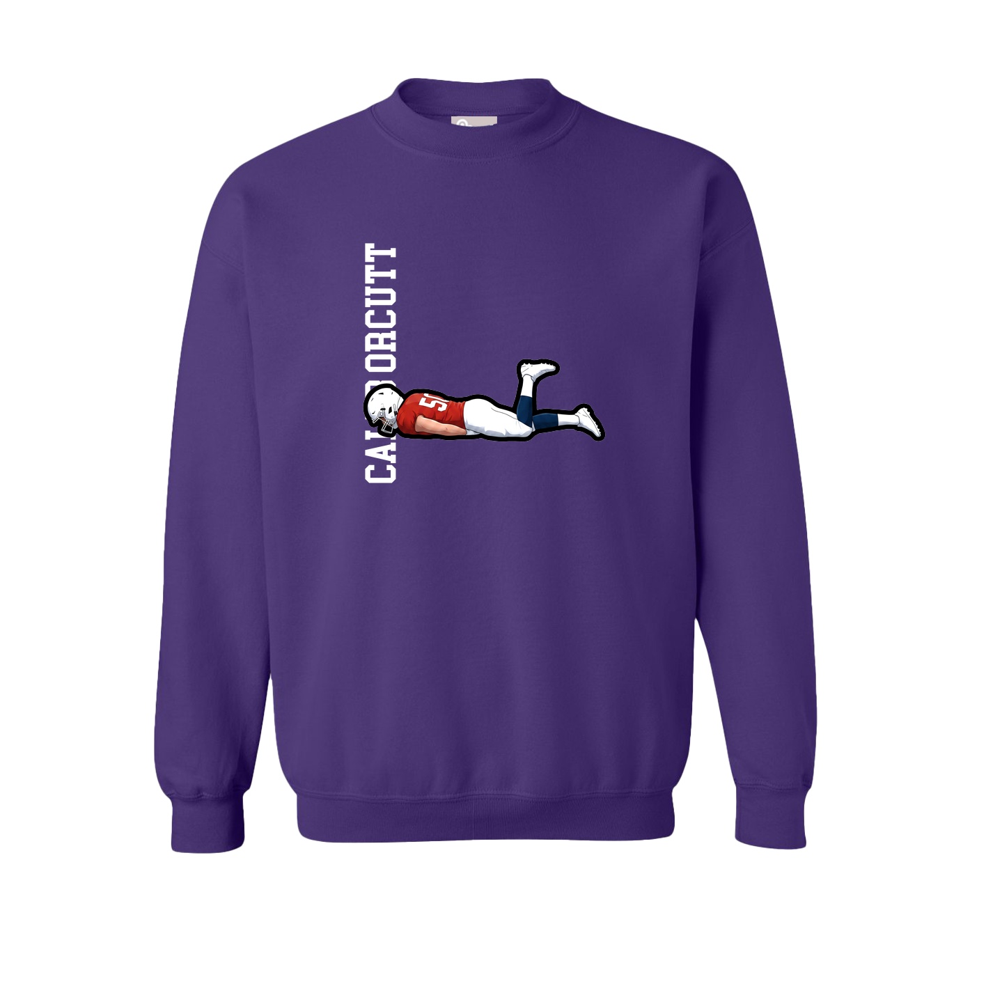Fleece Crew — Name Vertical in Purple