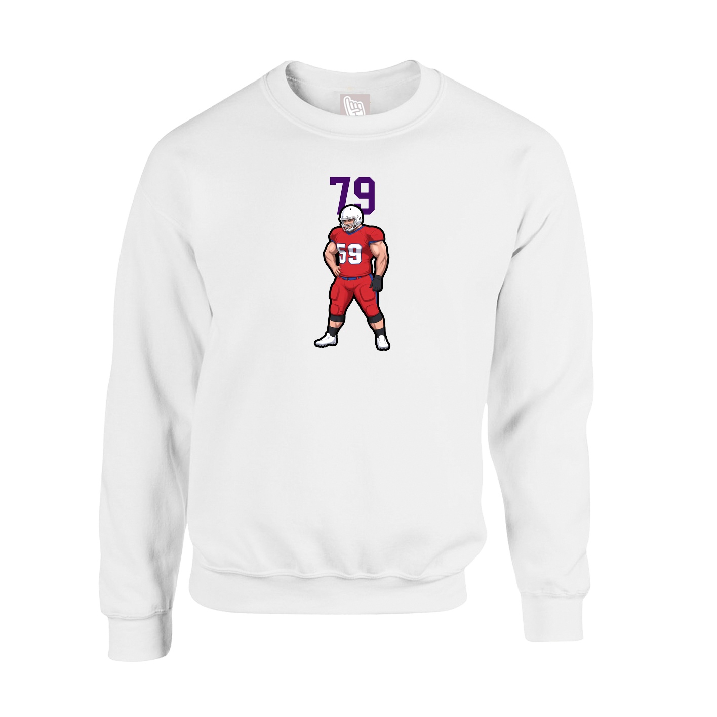 Fleece Crew — Number Top in White