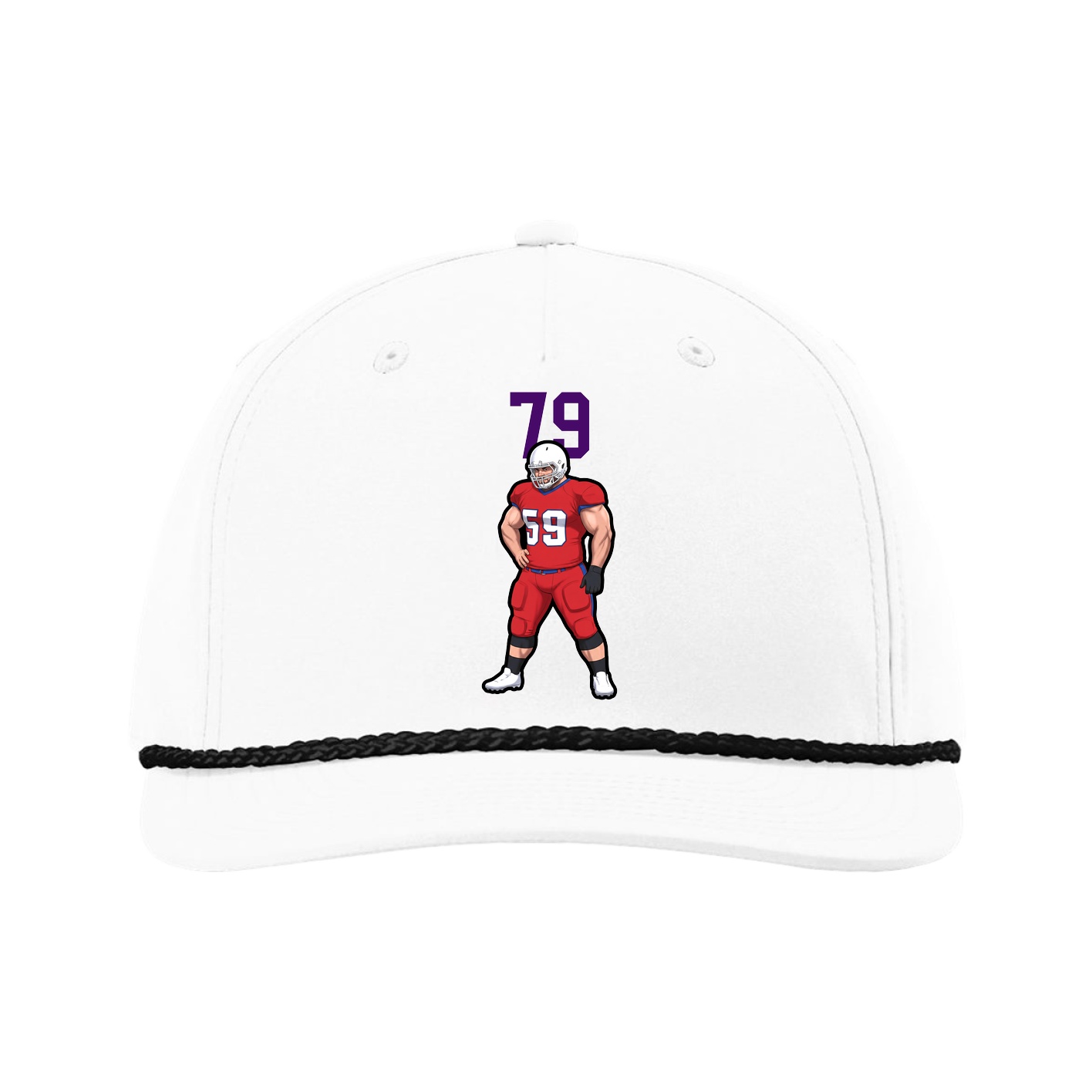 Five-Panel Classic Rope Cap — Number Top in White