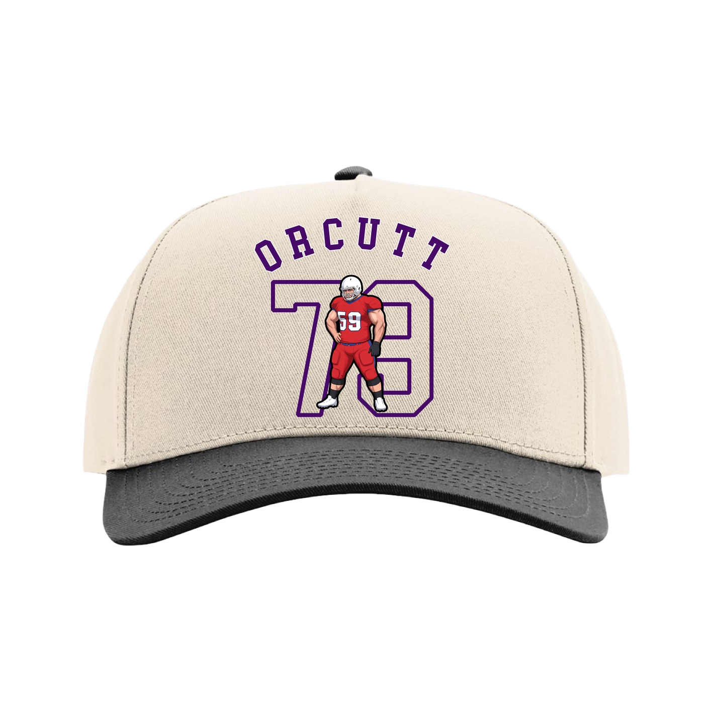Full Fabric Five-Panel Champ Cap — Shirsey Arch in Cream/Black