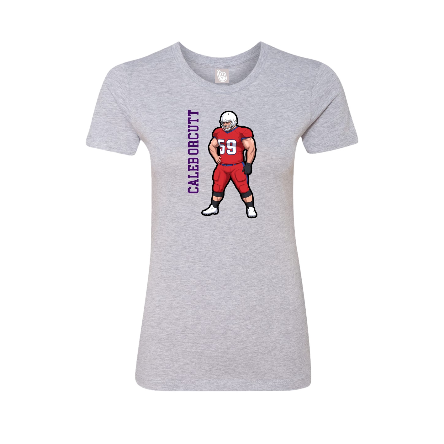 Fitted Women's Tee — Name Vertical in Grey