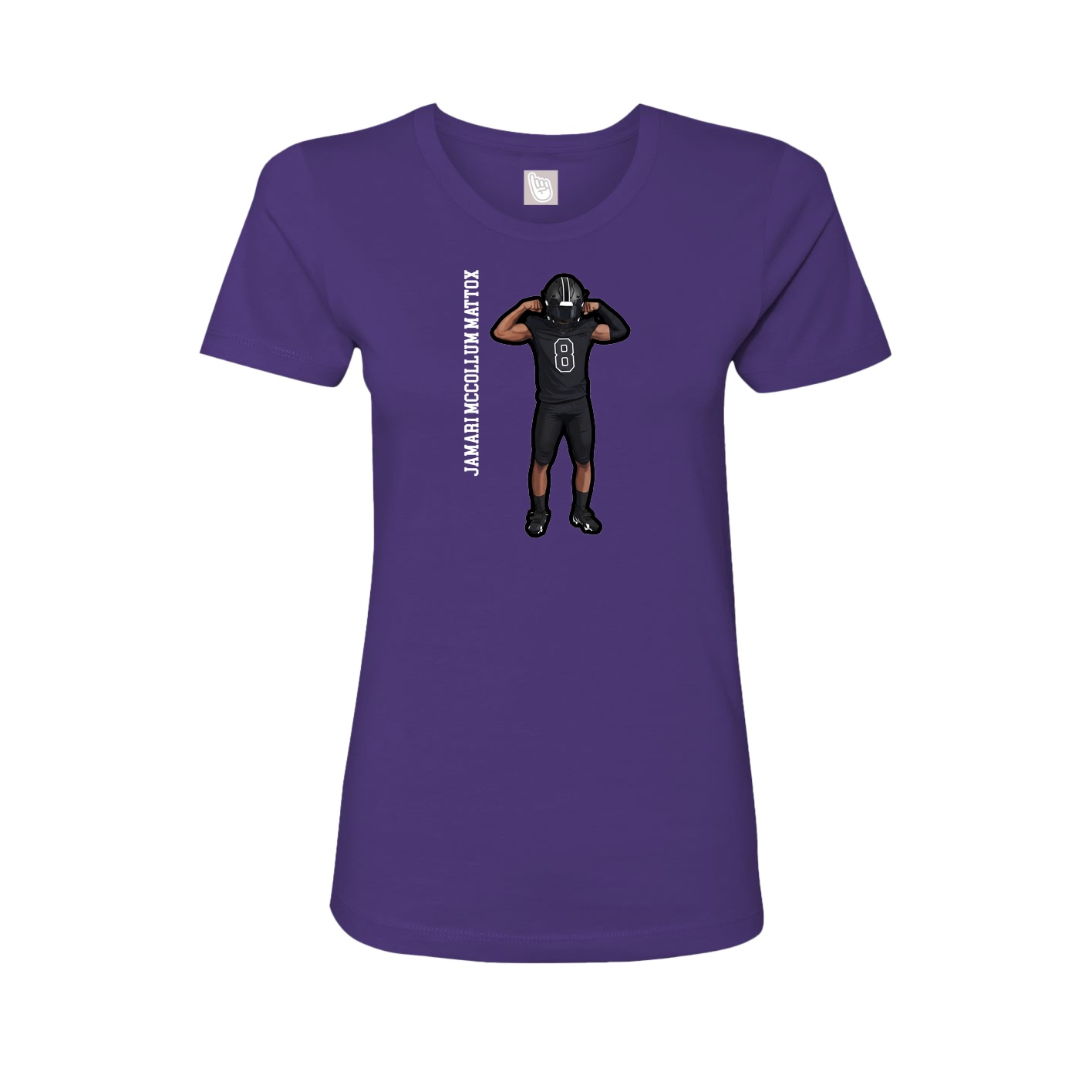Womens Tee — Name Vertical in Purple